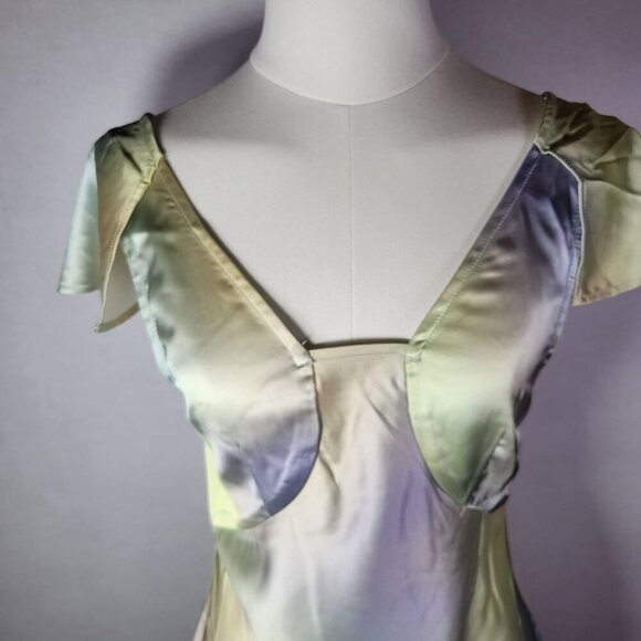 WeWoreWhat Lace Silk Charmeuse Watercolor Formal Midi Slip Dress Size 0 - Picture 2 of 4